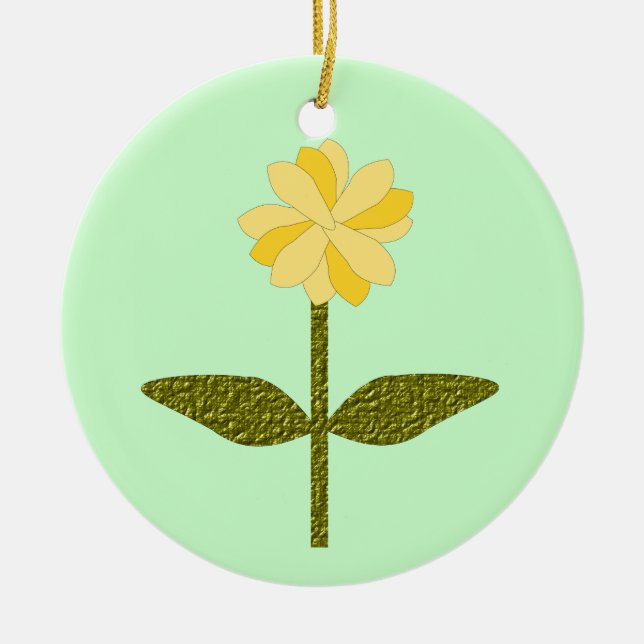 Yellow Daisy Flower Custom Birthday Ceramic Tree Decoration (Front)