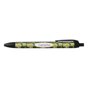 Yellow Daisy Flower Floral Daisies Womans Name Black Ink Pen