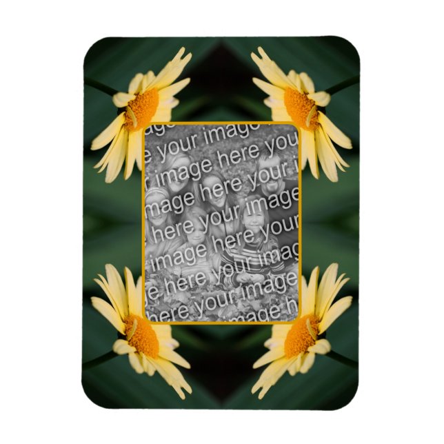 Yellow Daisy Flower Frame Add Your Photo Magnet (Vertical)