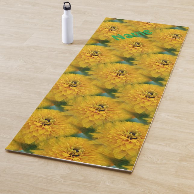 Yellow Daisy Flower Nature Pattern Personalised Yoga Mat (In Situ)
