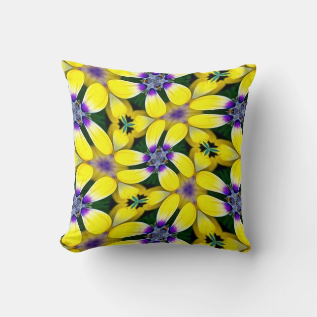 Yellow Daisy Flower Pattern Cushion (Front)