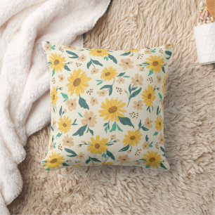 Yellow Daisy Flower Pattern Cushion