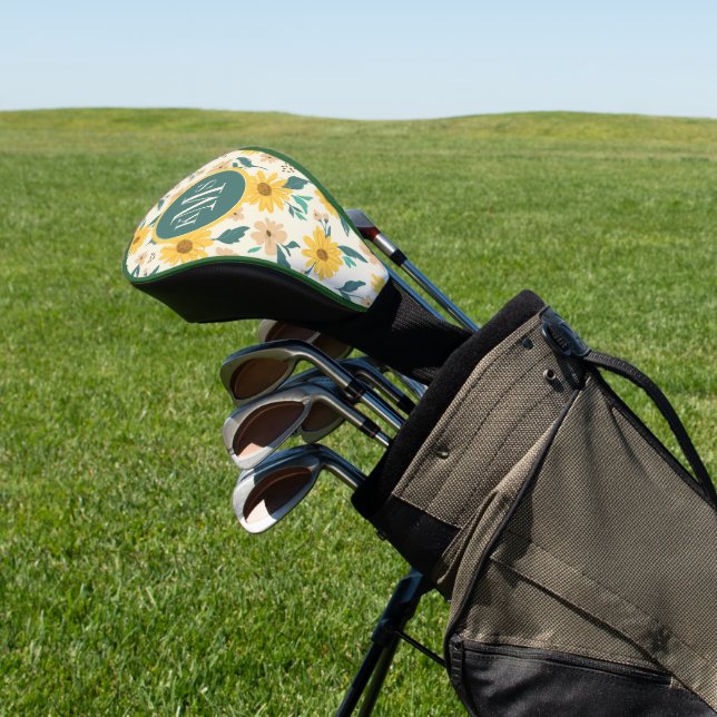 Yellow Daisy Flower Pattern Golf Head Cover (In Situ)