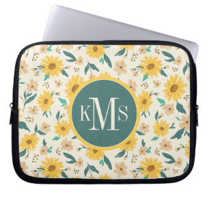 Yellow Daisy Flower Pattern Laptop Sleeve
