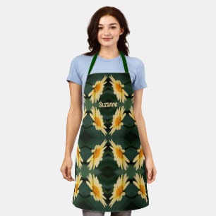Yellow Daisy Flower Pattern Personalised    Apron