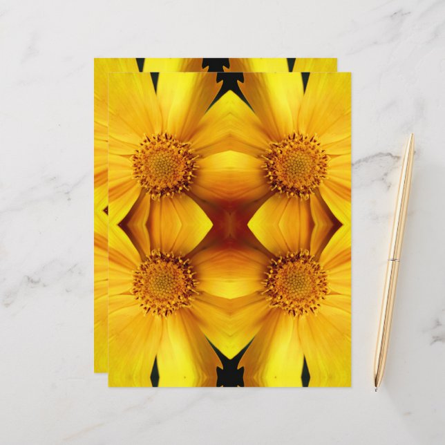 Yellow Daisy Flower Petal Abstract Scrapbook Paper (Front/Back In Situ)