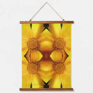 Yellow Daisy Flower Petals Abstract  Hanging Tapestry
