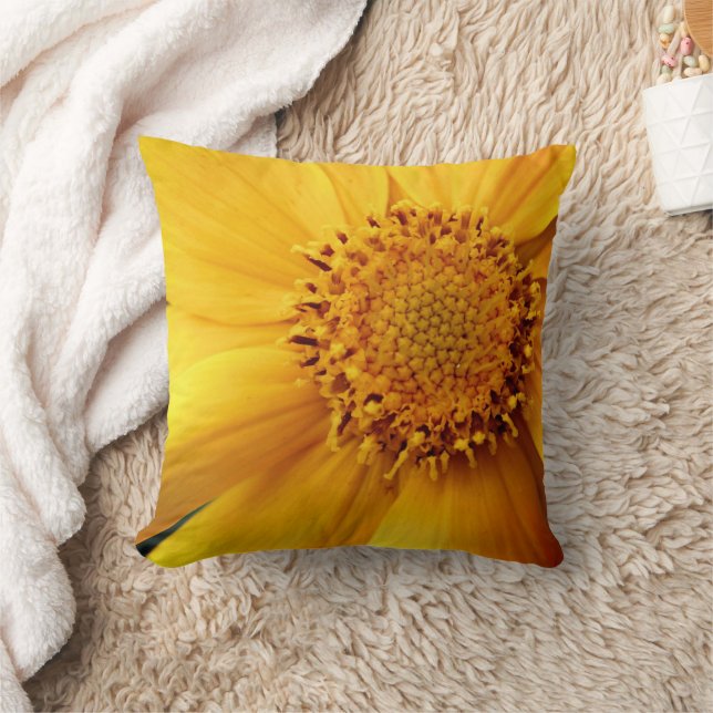 Yellow Daisy Flower Petals And Centre Close Up  Cushion (Blanket)