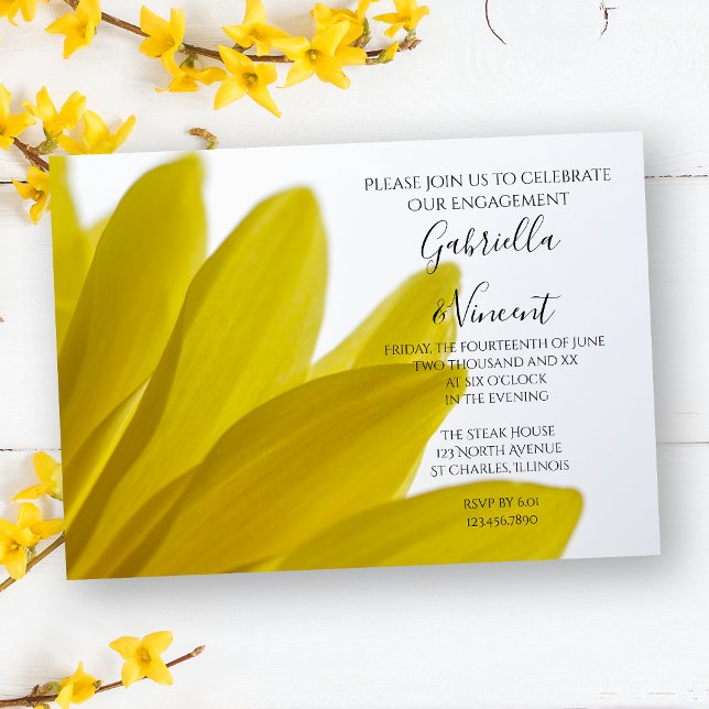 Yellow Daisy Flower Petals Engagement Party Invitation (Creator Uploaded)
