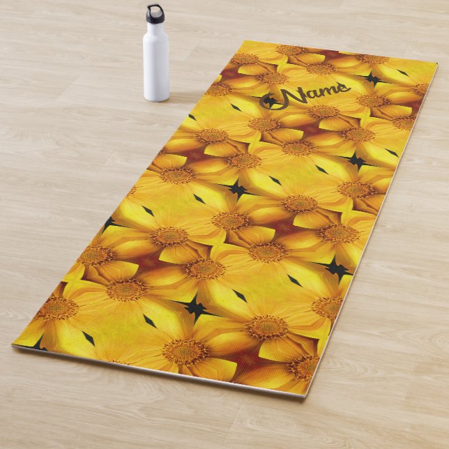 Yellow Daisy Flower Petals Pattern Personalised    Yoga Mat (In Situ)