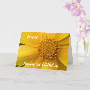 Yellow Daisy Flower Petals Personalized Birthday  Card