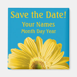 Yellow Daisy Flower Save The Date Custom Magnet