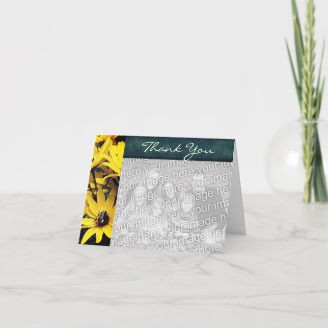 Yellow Daisy Flower Thank You Photo Card (Front)