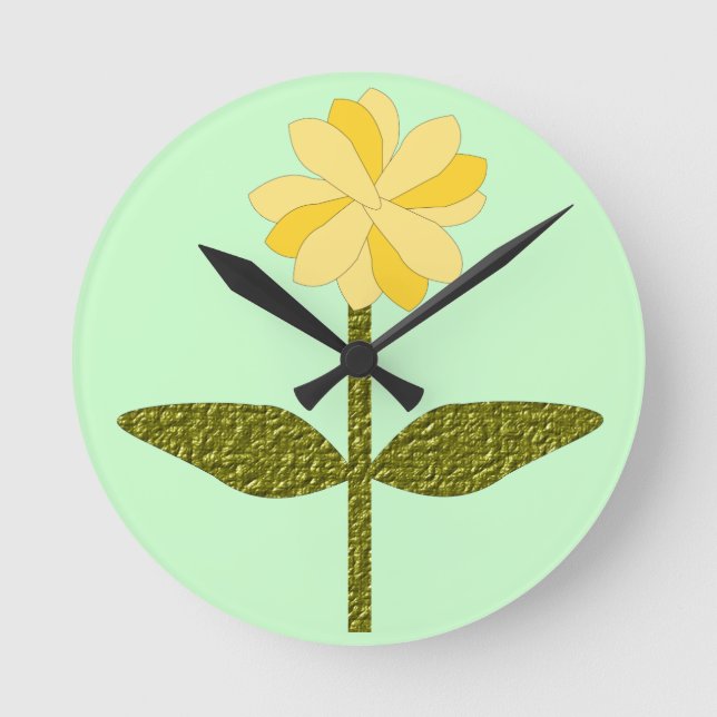 Yellow Daisy Flower Wall Clock (Front)