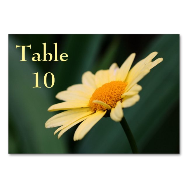 Yellow Daisy Flower Wedding  Table Number (Front)