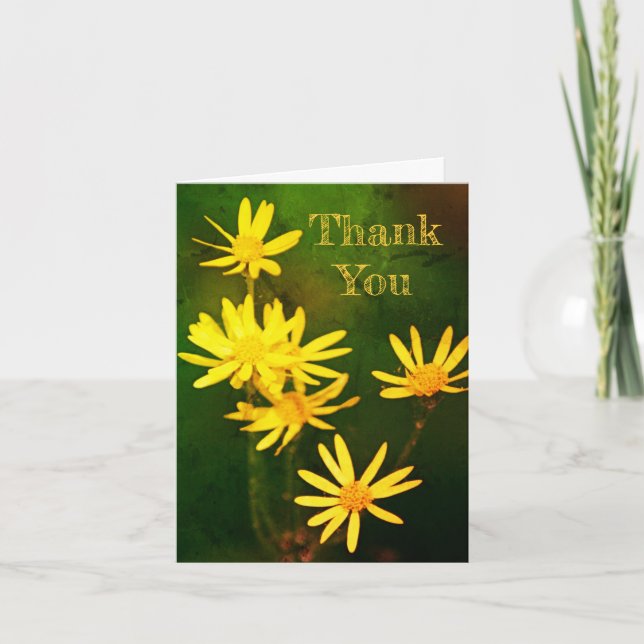 Yellow Daisy Flowers Customisable Thank You Card (Front)