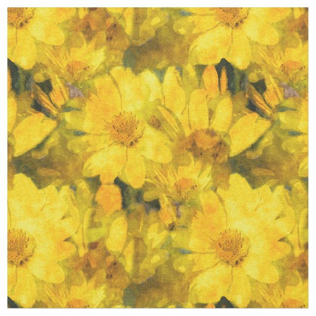 Yellow Daisy Flowers Fabric (Close Up)