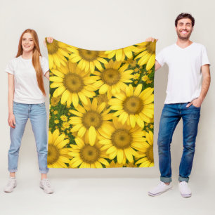 Yellow Daisy Flowers Fleece Blanket