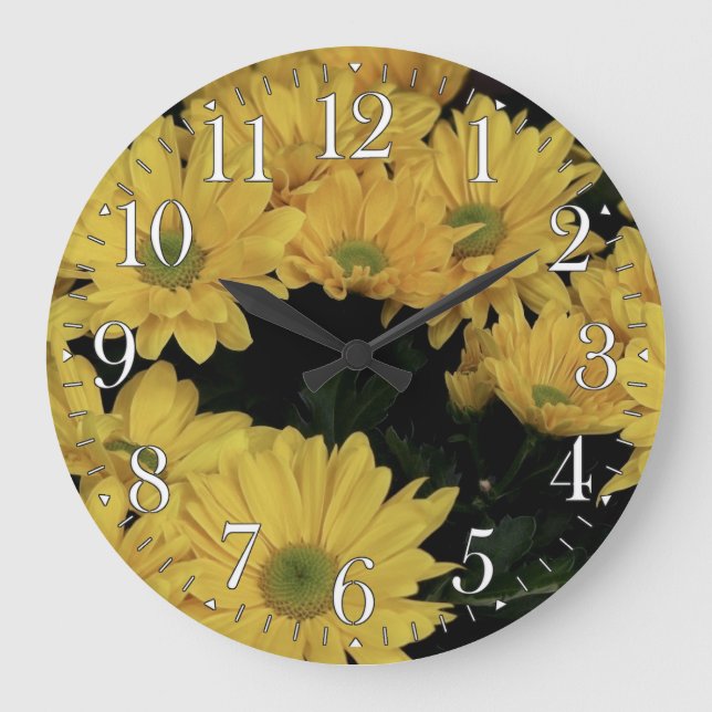 Yellow Daisy Flowers Floral Photo Clock (Front)