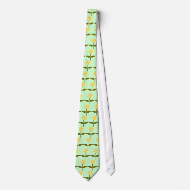 Yellow Daisy Flowers Floral Tie (Front)