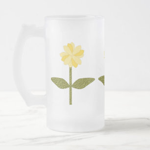 Yellow Daisy Flowers Frosted Glass Mug