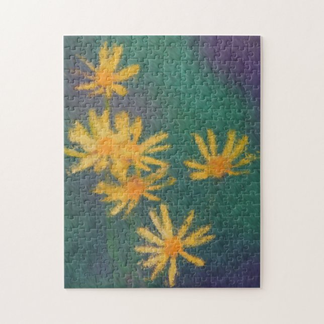 Yellow Daisy Flowers Impressionist Photo Painting Jigsaw Puzzle (Vertical)