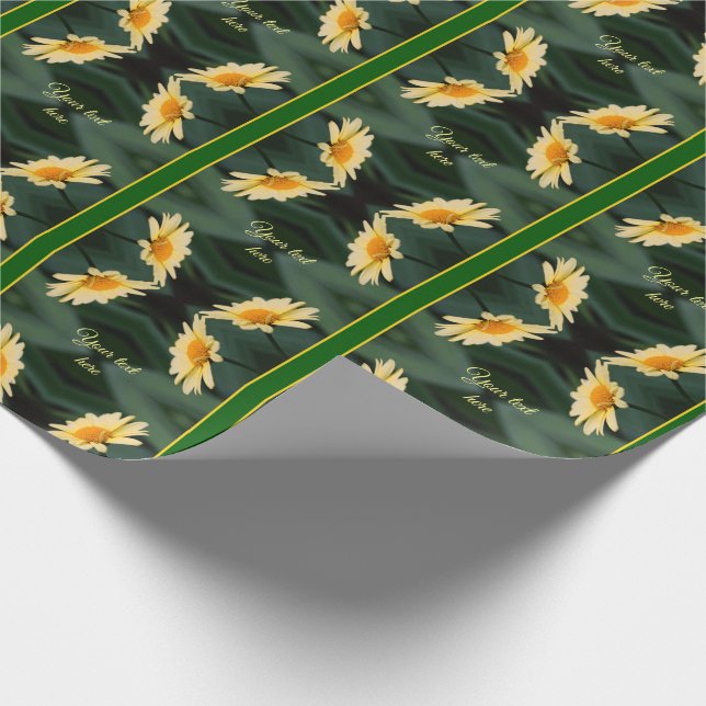 Yellow Daisy Flowers Personalised Wrapping Paper (Corner)