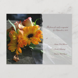 Yellow Daisy Flowers Wedding RSVP Card
