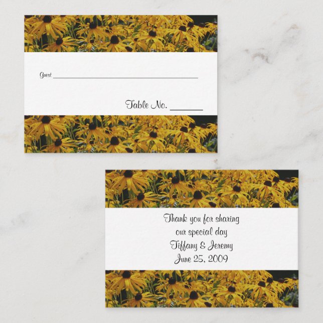 Yellow Daisy Flowers Wedding Table  Place Card (Front/Back)