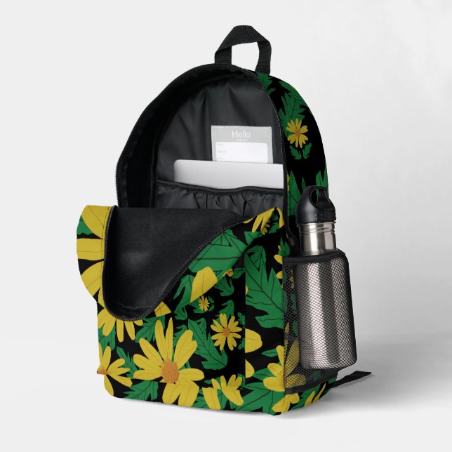 Yellow daisy flowers with green leaves  Case-Mate  Printed Backpack (Back Corner Right (Open))
