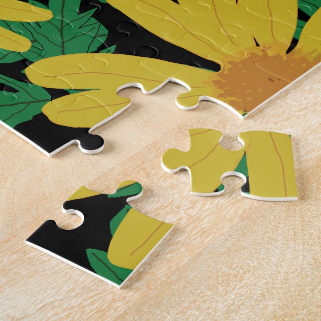 Yellow daisy flowers with green leaves  jigsaw puz jigsaw puzzle (Side)