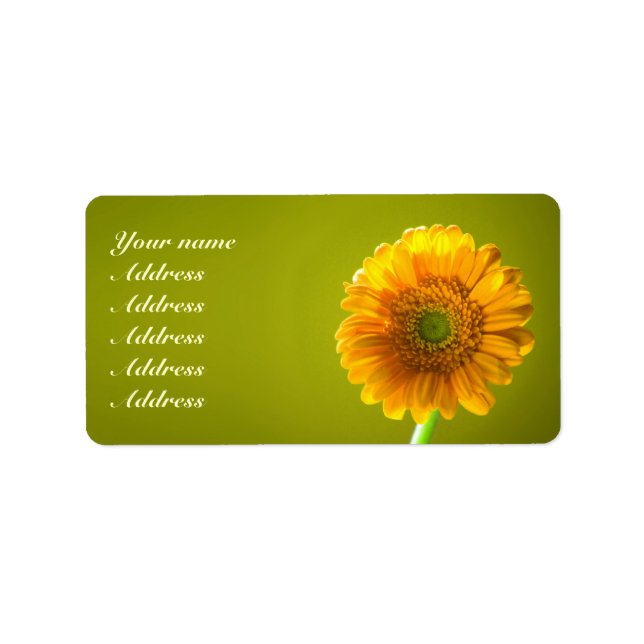 Yellow Daisy Gerbra Flower Wedding Label (Front)
