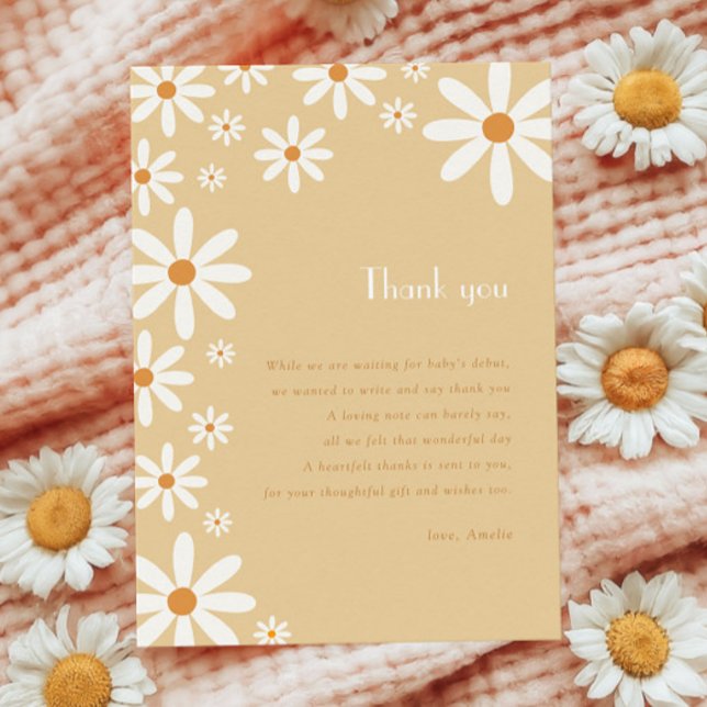 Yellow Daisy Girl 1st Birthday Flower Theme Thank You Card (Creator Uploaded)