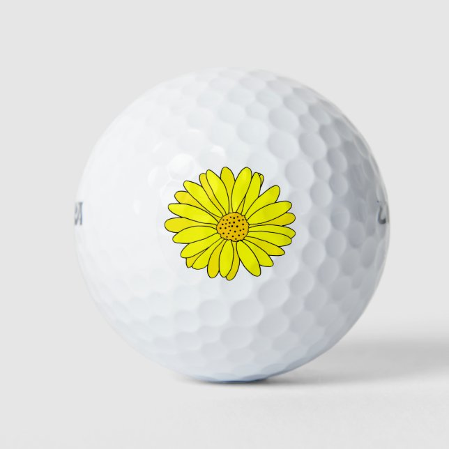 Yellow Daisy   Golf Balls (Front)