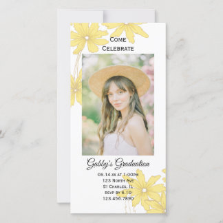 Yellow Daisy Graduation Party Invite Photo Card