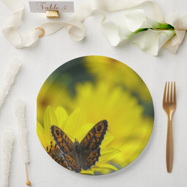 Yellow Daisy Helenium Paper Plate (Wedding)
