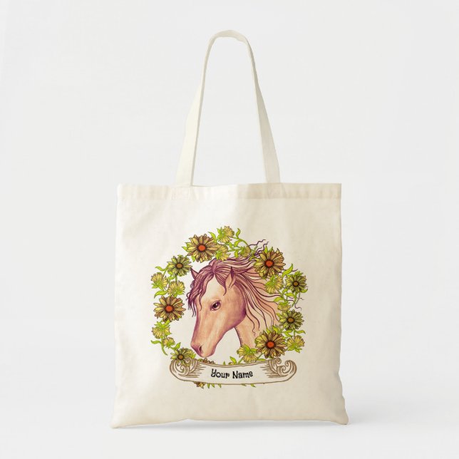 Yellow Daisy Horse Tote Bag (Front)