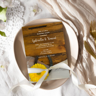 Yellow Daisy Horseshoe Western Rehearsal Dinner Invitation