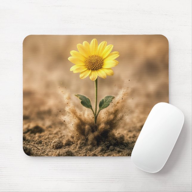 Yellow Daisy in Dirt Explosion Mouse Mat (With Mouse)