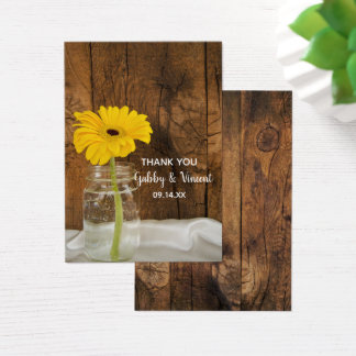 Yellow Daisy in Mason Jar Barn Wedding Favour Tags