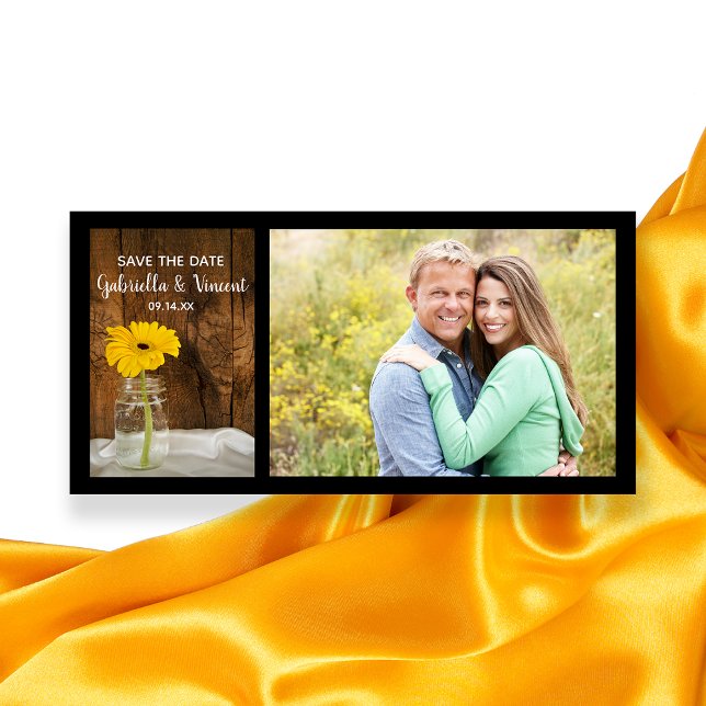 Yellow Daisy in Mason Jar Wedding Save the Date (Creator Uploaded)
