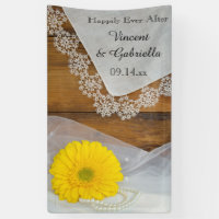 Yellow Daisy, Lace and Barn Wood Country Wedding