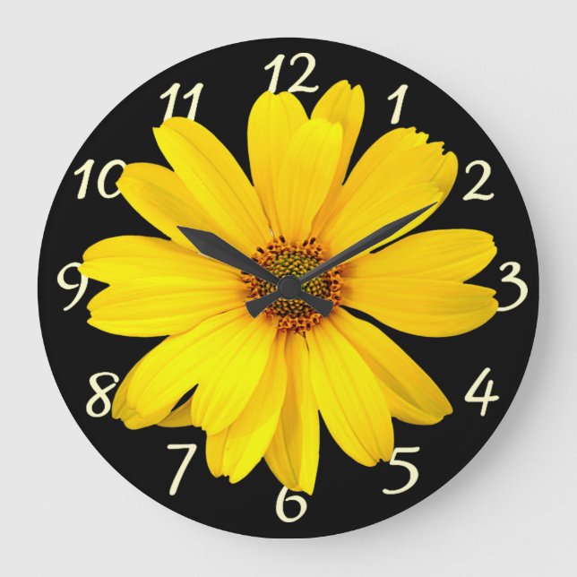 Yellow Daisy Large Clock (Front)