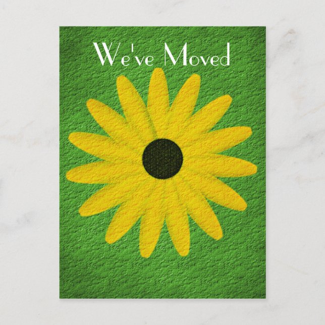 Yellow Daisy New Address Floral Art Postcard (Front)