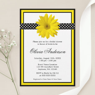 Yellow Daisy Polka Dots Bridal Shower Invitations