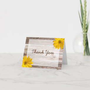 Yellow Daisy Rustic Barn Wood Thank You