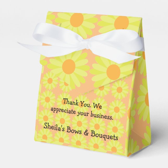 Yellow Daisy Tent Style Favour Box (Front Side)