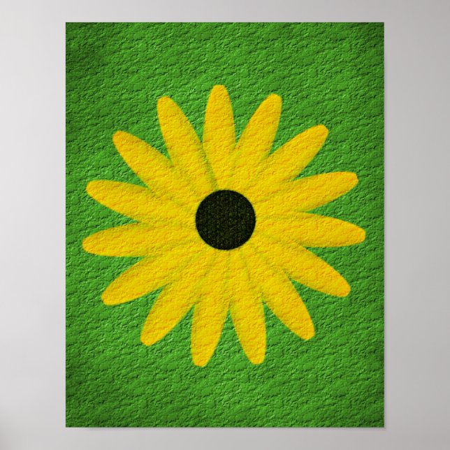 Yellow Daisy Textured Effect Floral Art  Poster (Front)