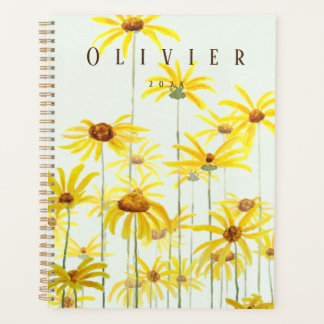 yellow daisy watercolour painting planner
