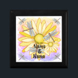 Yellow Daisy wedding gift box<br><div class="desc">Yellow Daisy wedding gift box, Wedding apparel, Wedding t-shirts, Wedding gifts by ArtMuvz Illustration. Matching watercolor wedding bridal shower and Wedding gifts. Celebrate your love in style with our wedding designs, Perfect for the bride, groom, wedding party, and guests. You can personalise with your names or wedding date. Great for...</div>